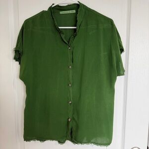 Veronica M Olive Green Women's Button-Down Shirt